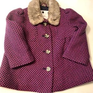 Cherokee Girls Empire Winter Coat, SZ 18 Mos, Like New, Purple & Navy Blue,